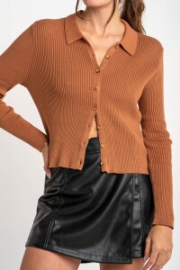 Cardigan Cuello Polo Mocha