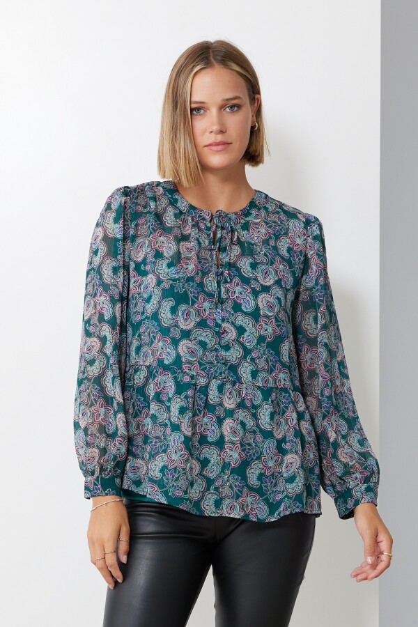 Blusa Gasa Lurex VERDE/MULTI