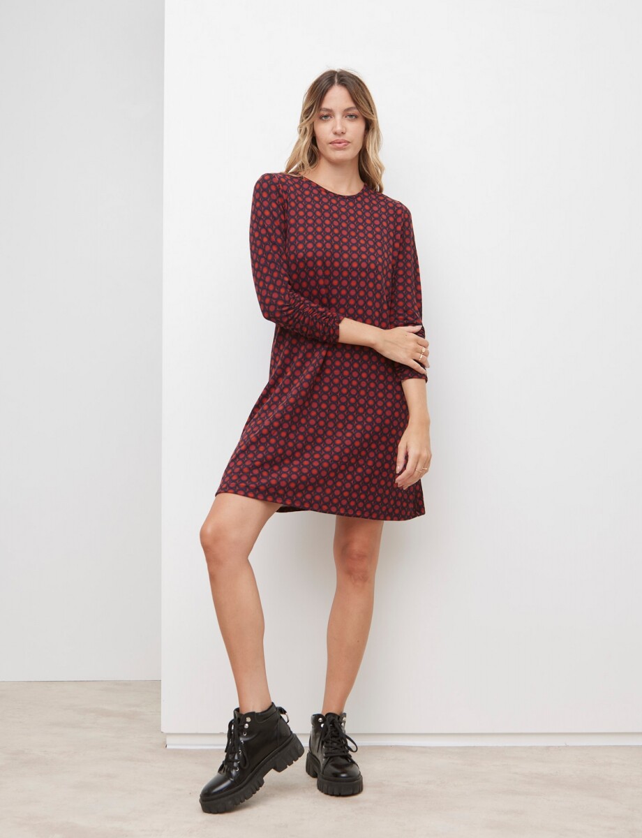 Vestido Cuello Desmontable - Rojo/multi 