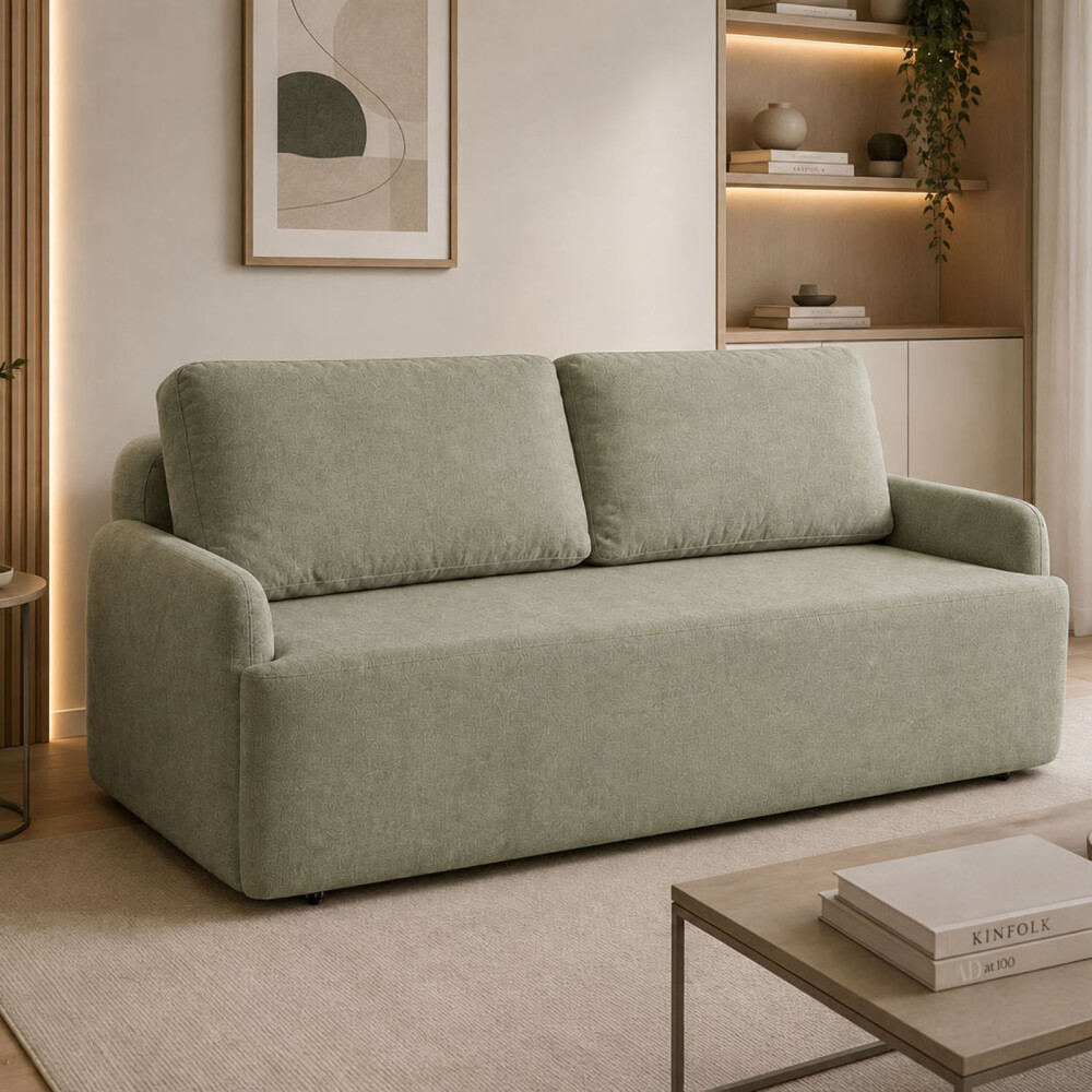 SOFÁ CAMA TELA VERDE OLI