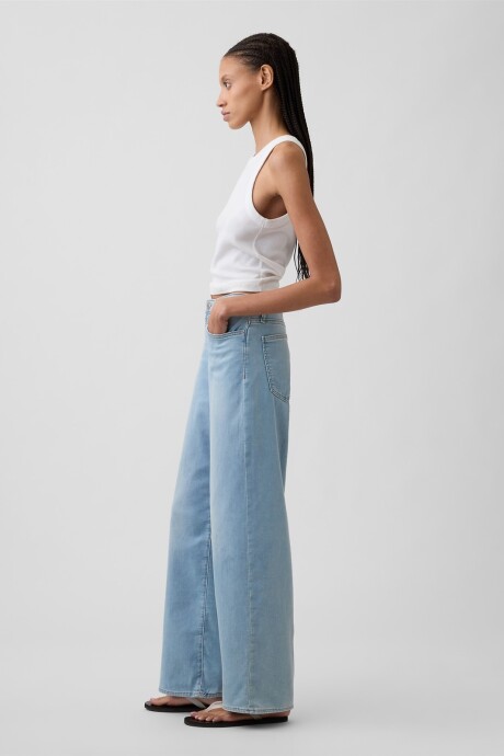 Jean Wide Leg Tiro Alto Mujer Light Wash