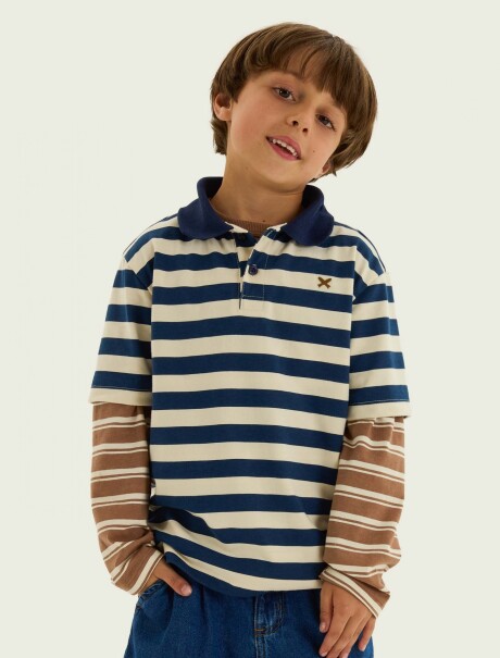 POLO DE NIÑO CON LOGO BORDADO AZUL