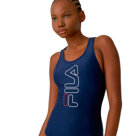 Fila Malla-Traje De Baño Femenino Double Marino-Rojo