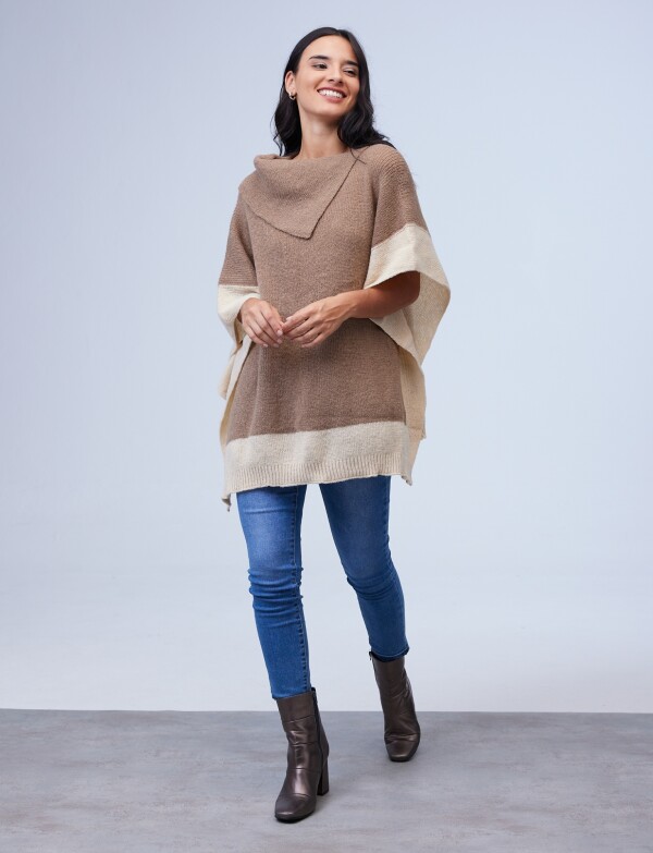 Poncho Colorblock MULTI/TOSTADO