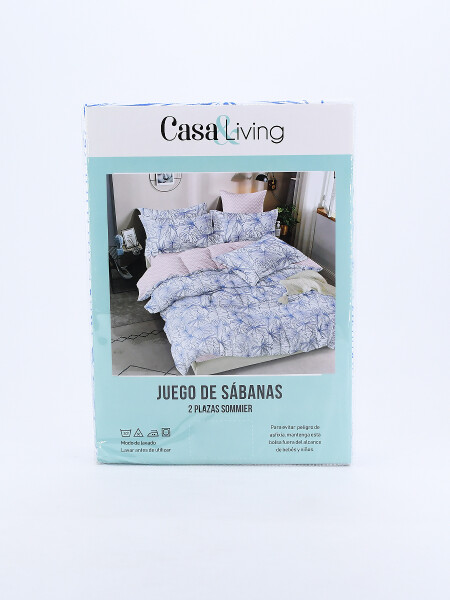 JUEGO DE SABANAS SOMMIER 2 PLAZAS AZUL