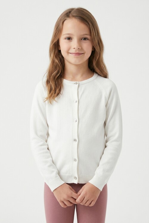 Cardigan tejido liso CRUDO