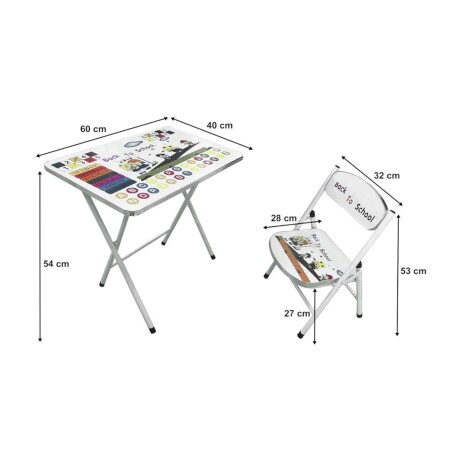 Escritorio y silla plegable infantil azul