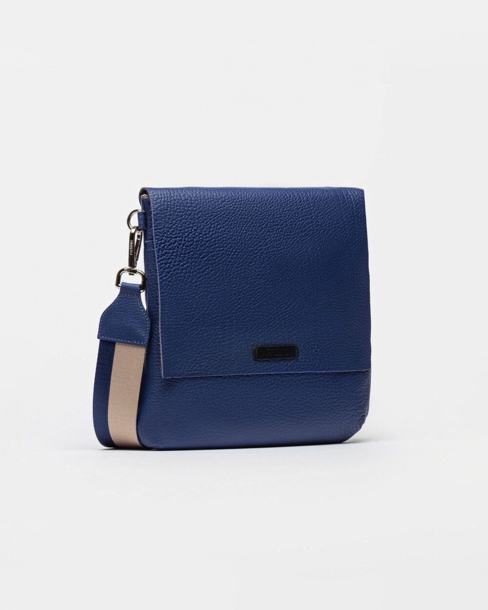 Bandolera Olivia En Cuero Graneado Azul