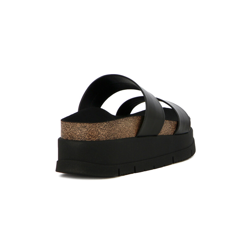 Moleca Sandalia Dama Doble Tira Ancha Negro-negro