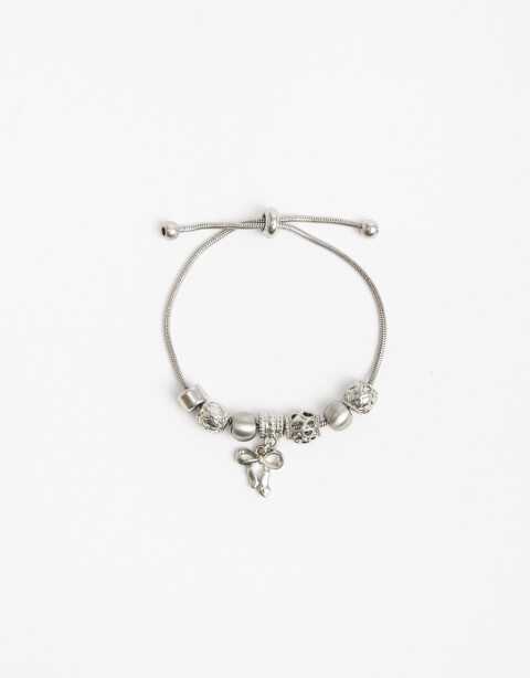 Pulseras Flexibles Metal Pulsera Flexible Dijes - Plateado Rodio