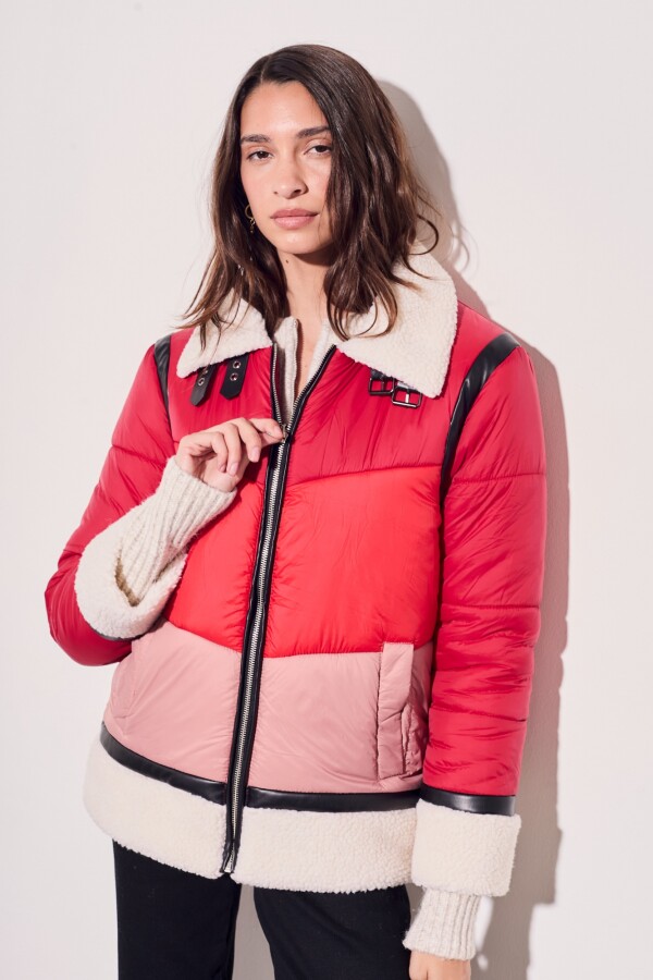 Campera Capitoneada Combinada Rojo