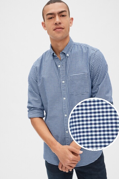 Camisa Oxford Hombre Blue Gingham 685