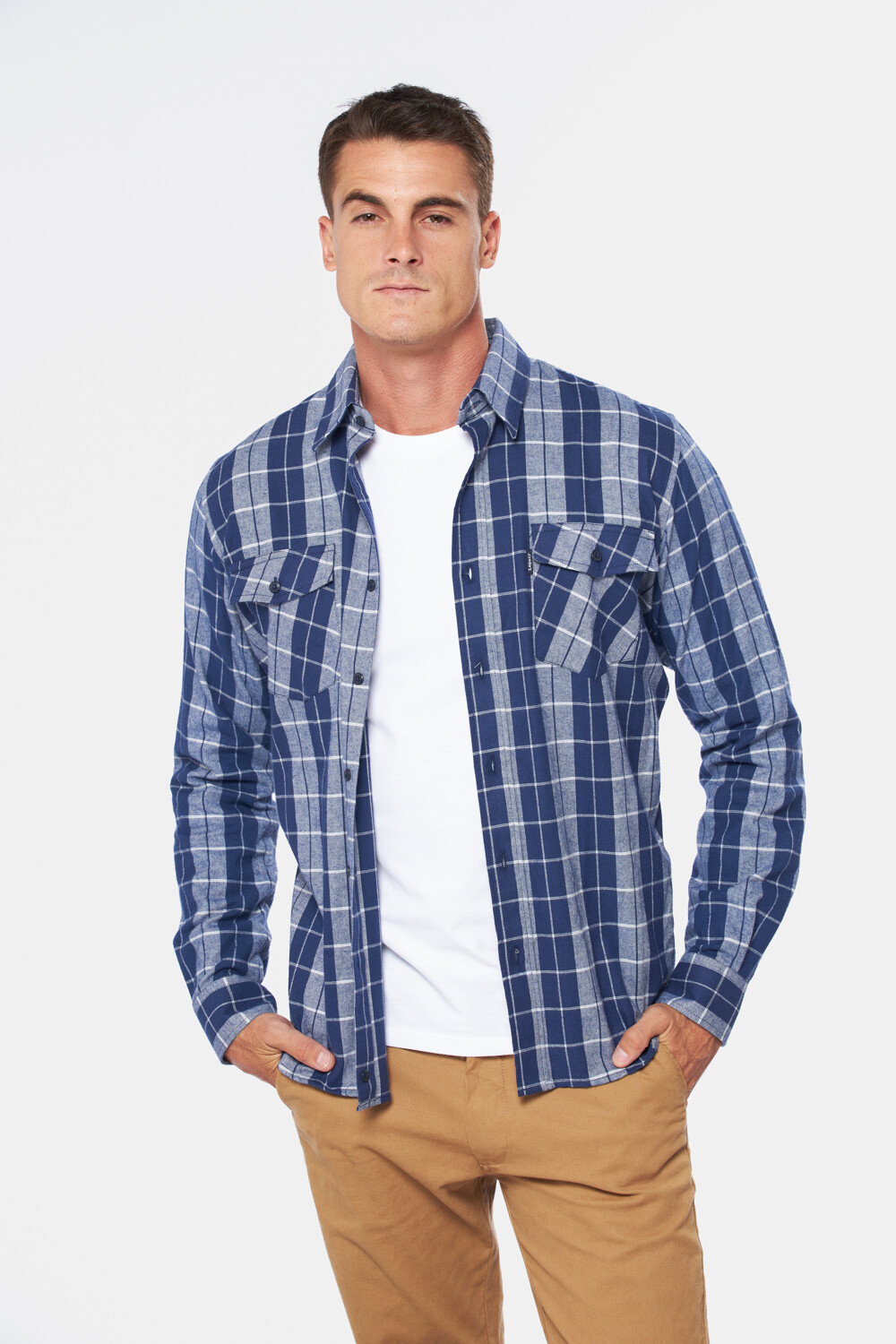CAMISA DE VIYELA A CUADROS Azul
