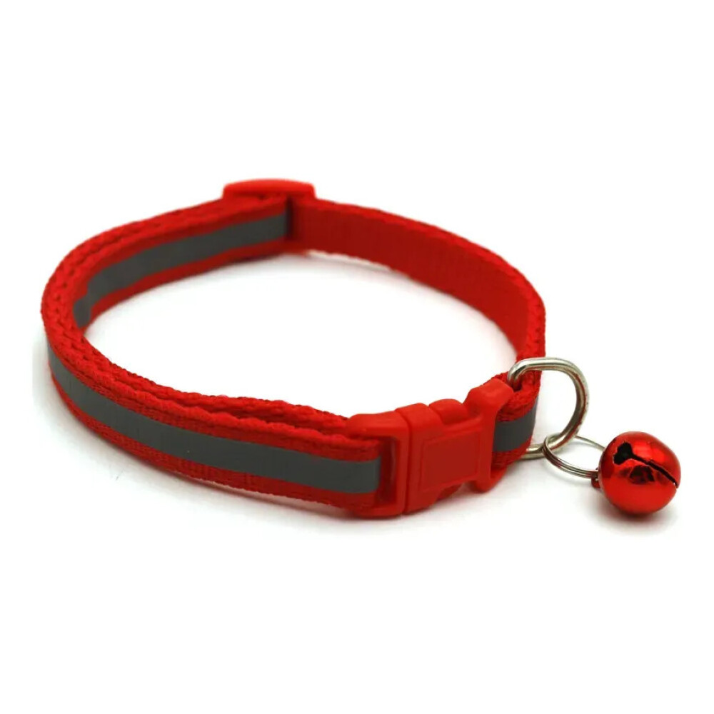 Collar Para Gato Ajustable Reflectivo Con Cascabel ROJO