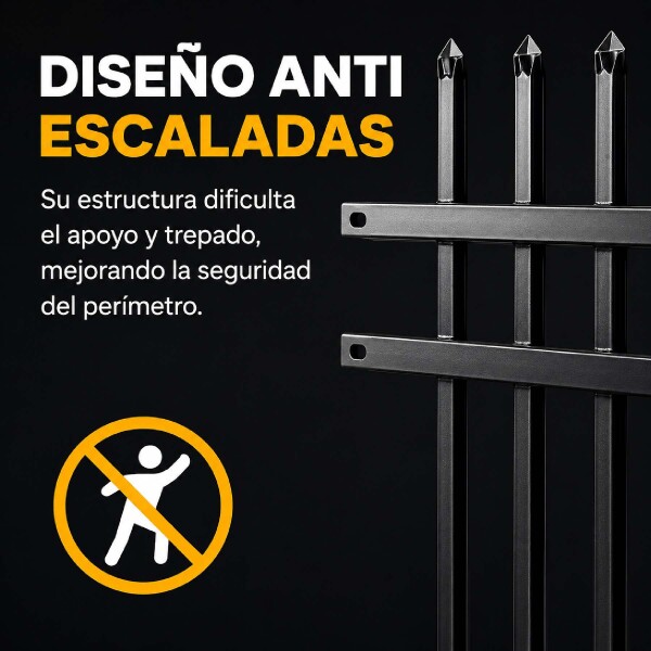 Cerco Reja Perimetral Seguridad Hierro Panel 2,40m x 1,80m Color Negro