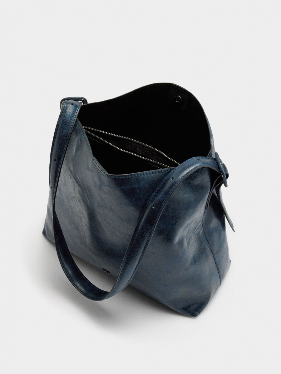 Bolso De Hombro Efecto Craquelado azul-marino