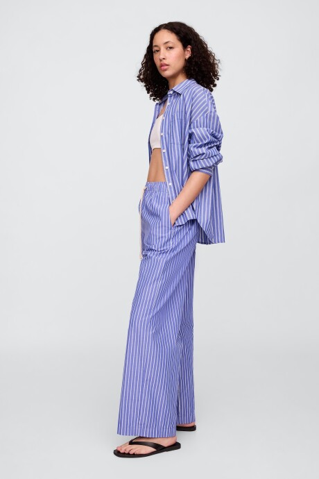 Pantalón Poplin Mujer Blue White Stripe