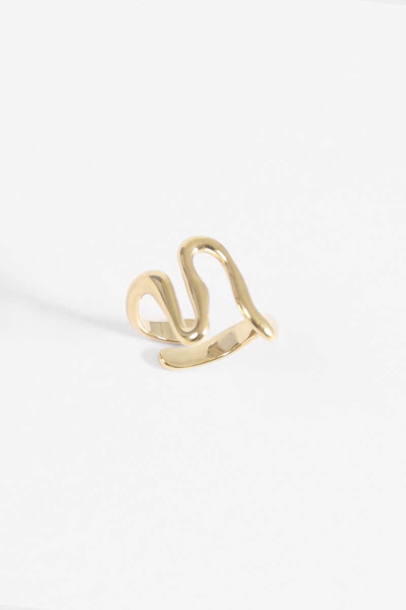 Anillo ola acero dorado
