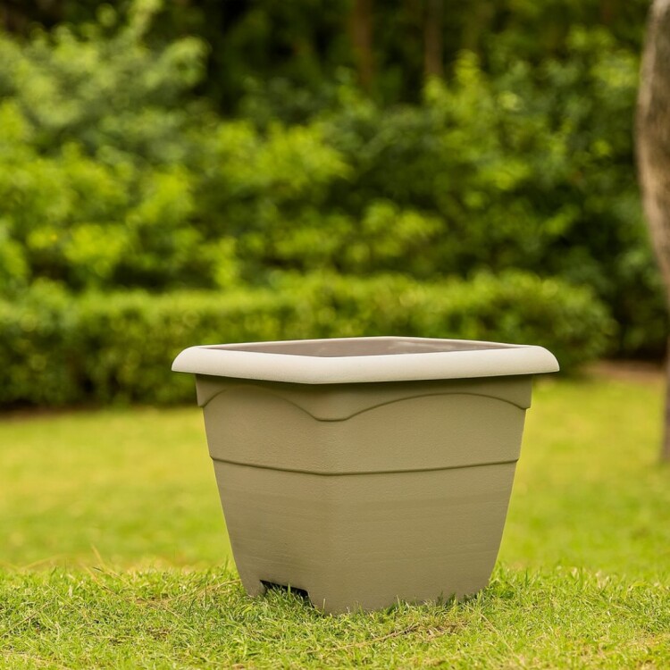 MACETA CUADRADA 11 LITROS BEIGE REF 0810 ARENA
