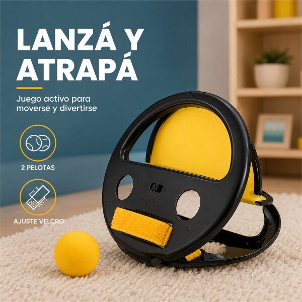 Raqueta Lanza y Atrapa Pelota con 2 Bolas Negro 1
