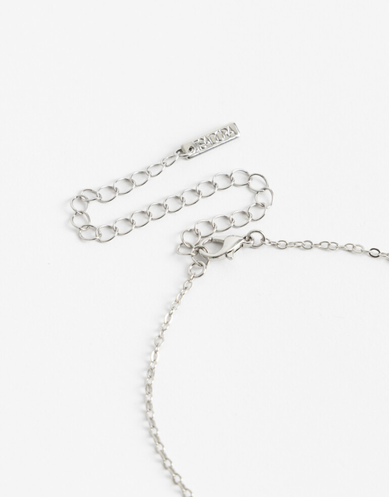 Collares Cortos Color Collar Corto Metal Y Nácar - Plateado Rodio