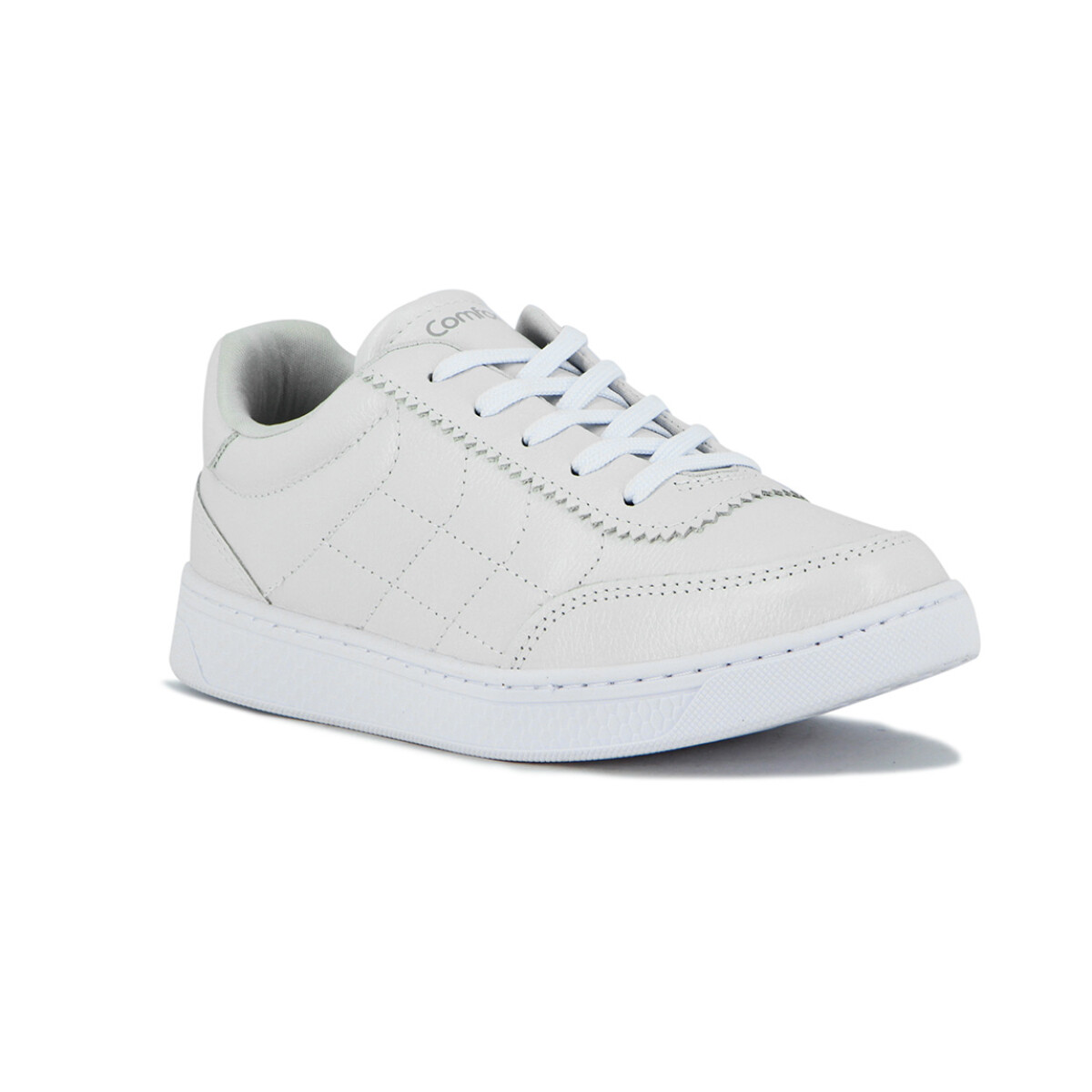 Comfortflex Champion Cuero Acordonado De Dama - Blanco 