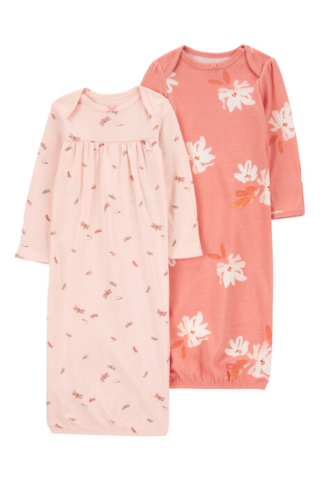 Pack dos bolsas de dormir de algodón, rosadas, diseño floral Pack dos bolsas de dormir de algodón, rosadas, diseño floral