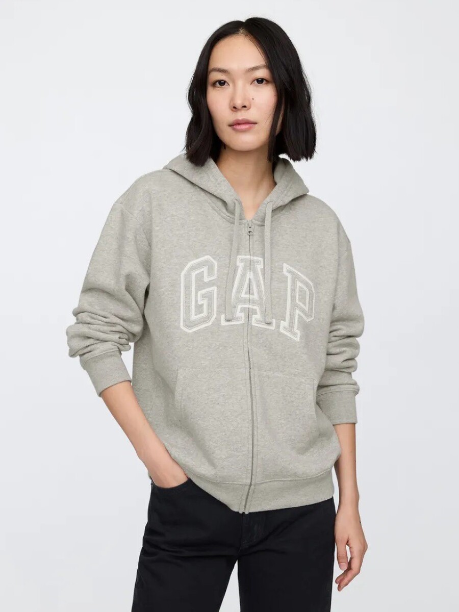 Canguro Con Cierre Logo Gap Mujer - Light Heather Grey B08 
