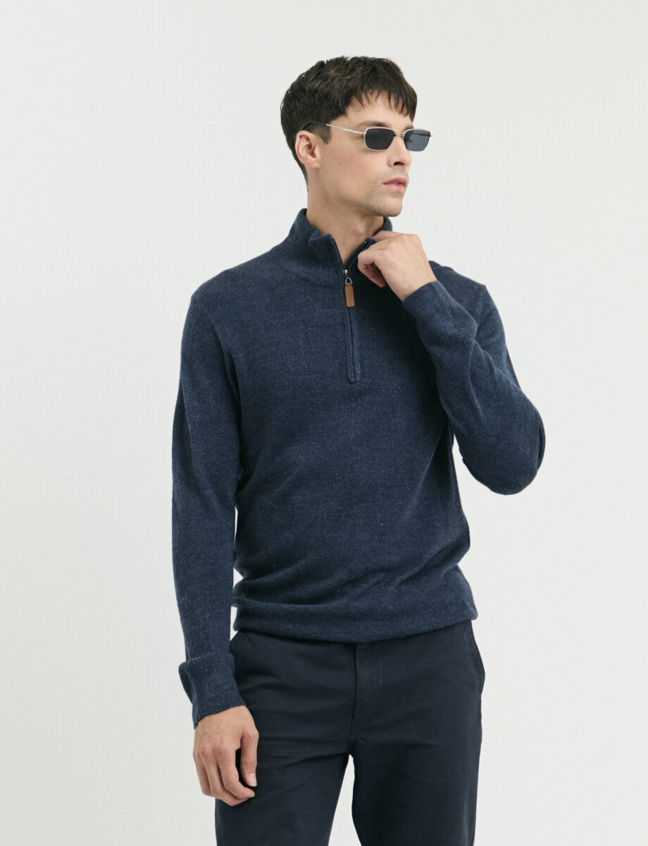 470415 REMERA HARRINGTON LABEL Azul Melange