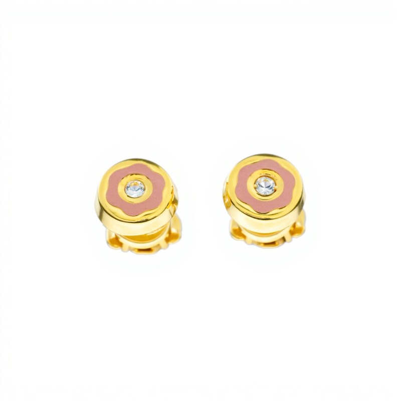 Abridores Zirconia-Oro 18k-Piedra Zirconia y Resina rosada-AB9512 conpiedra