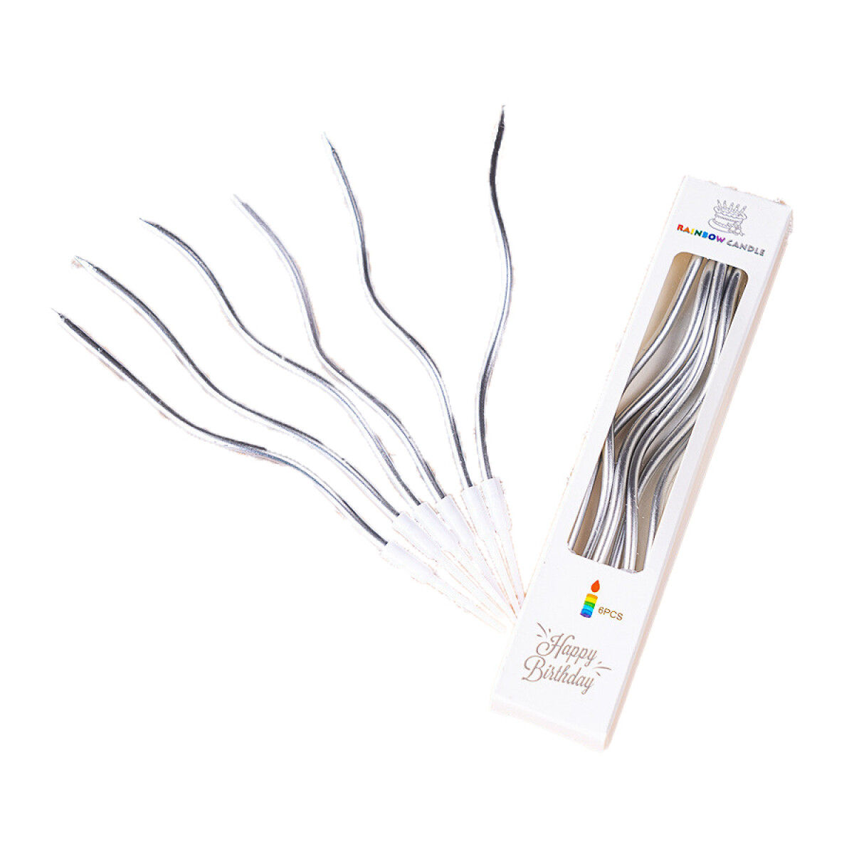 Velitas Metal Ondas 15 cm x 6 - Plateadas 