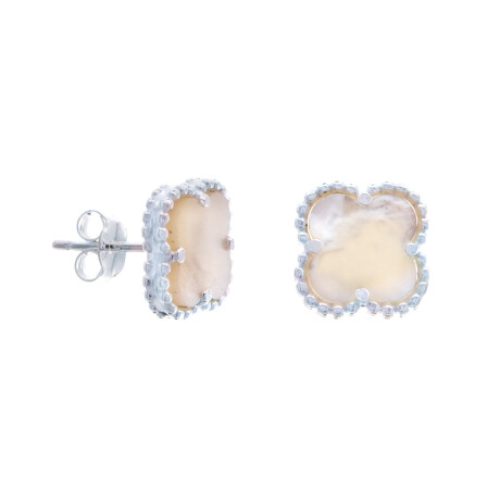 Conjunto de caravanas y colgante de plata 925 con nacar. Conjunto de caravanas y colgante de plata 925 con nacar.