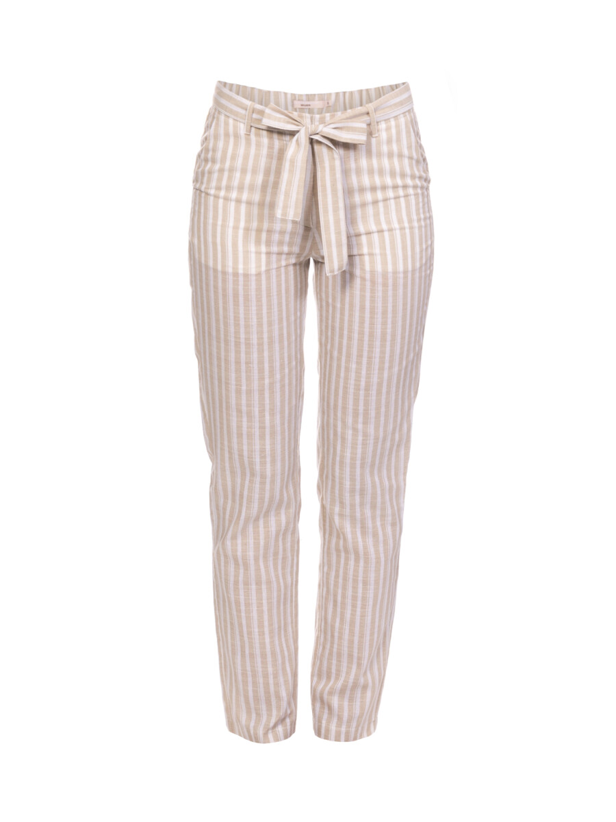 Pantalon Lino rayado - beige 