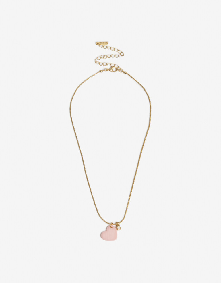 Cadena Corta con Dije Perla Cadena Corta Con Dije Nácar Corazón - Dorado Oro Amarillo