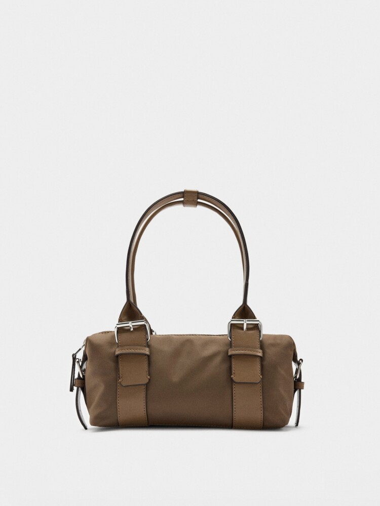 Bolso De Hombro Con Hebillas taupe