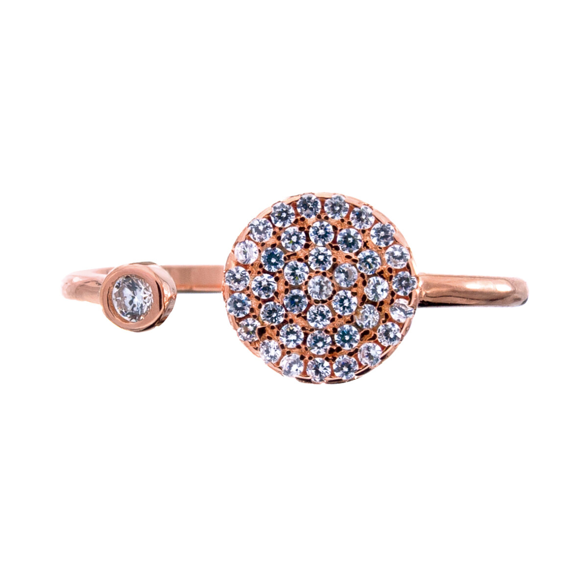Anillo de plata 925 con baño de oro rosado y circonias. 