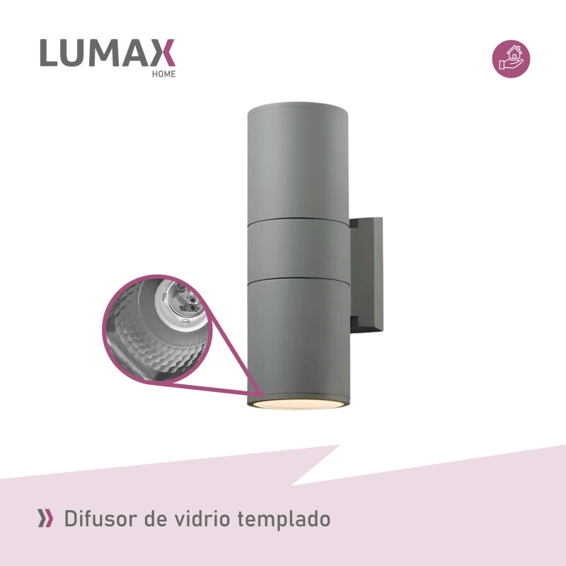 Lámpara Exterior Doble en Aluminio Lumax Modelo Stafford Gris
