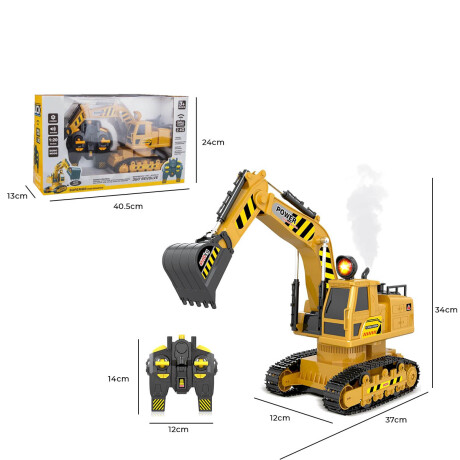 Excavadora A Control Remoto Con Humo Y Luces Vehículo Jug020016