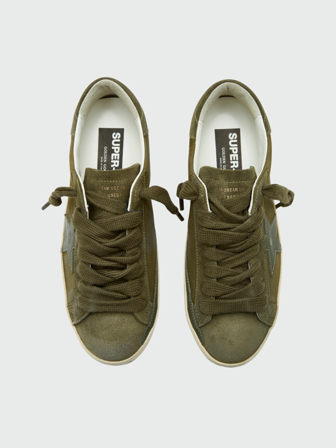 GOLDEN GOOSE - Zapatillas SUPER STAR SUEDE UPPER LEATHER STAR AND HEEL Alta Automática