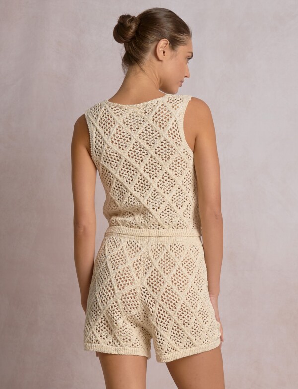 Chaleco Boho Calado Rombos BEIGE