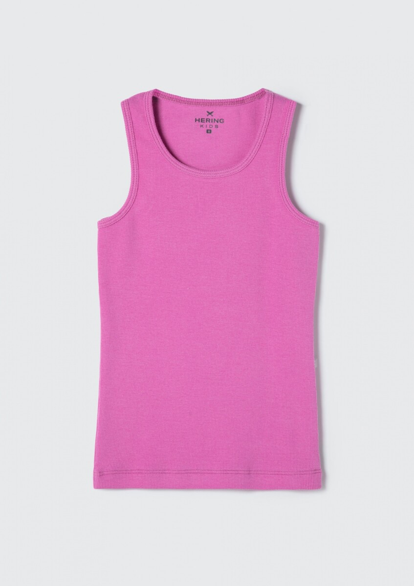MUSCULOSA BÁSICA INFANTIL EN TELA CANALADA - ROSADO 