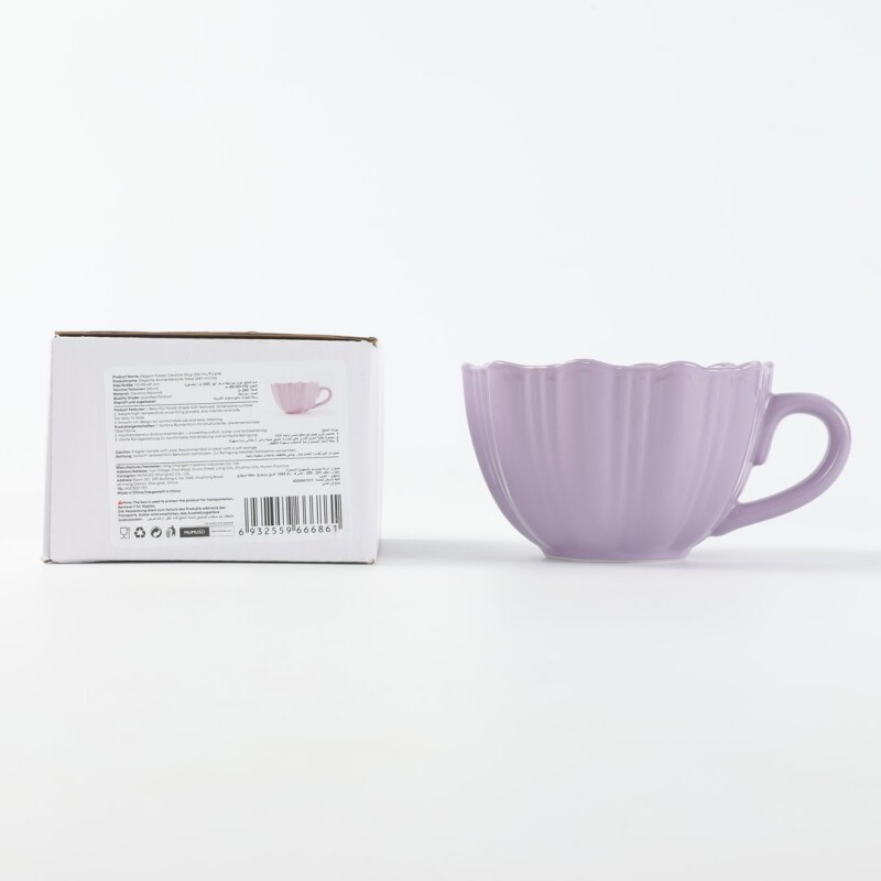 TAZA CERÁMICA FLOR ELEGANTE (240 ML / VIOLETA) TAZA CERÁMICA FLOR ELEGANTE (240 ML / VIOLETA)