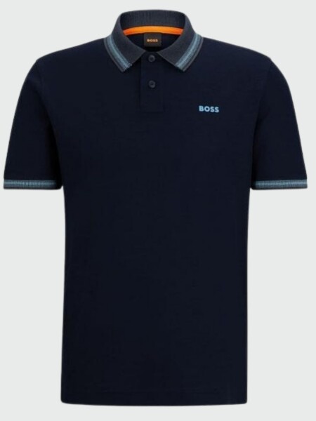 Remera polo de algodón, regular fit , PEGLICHKNIT Azul Oscuro