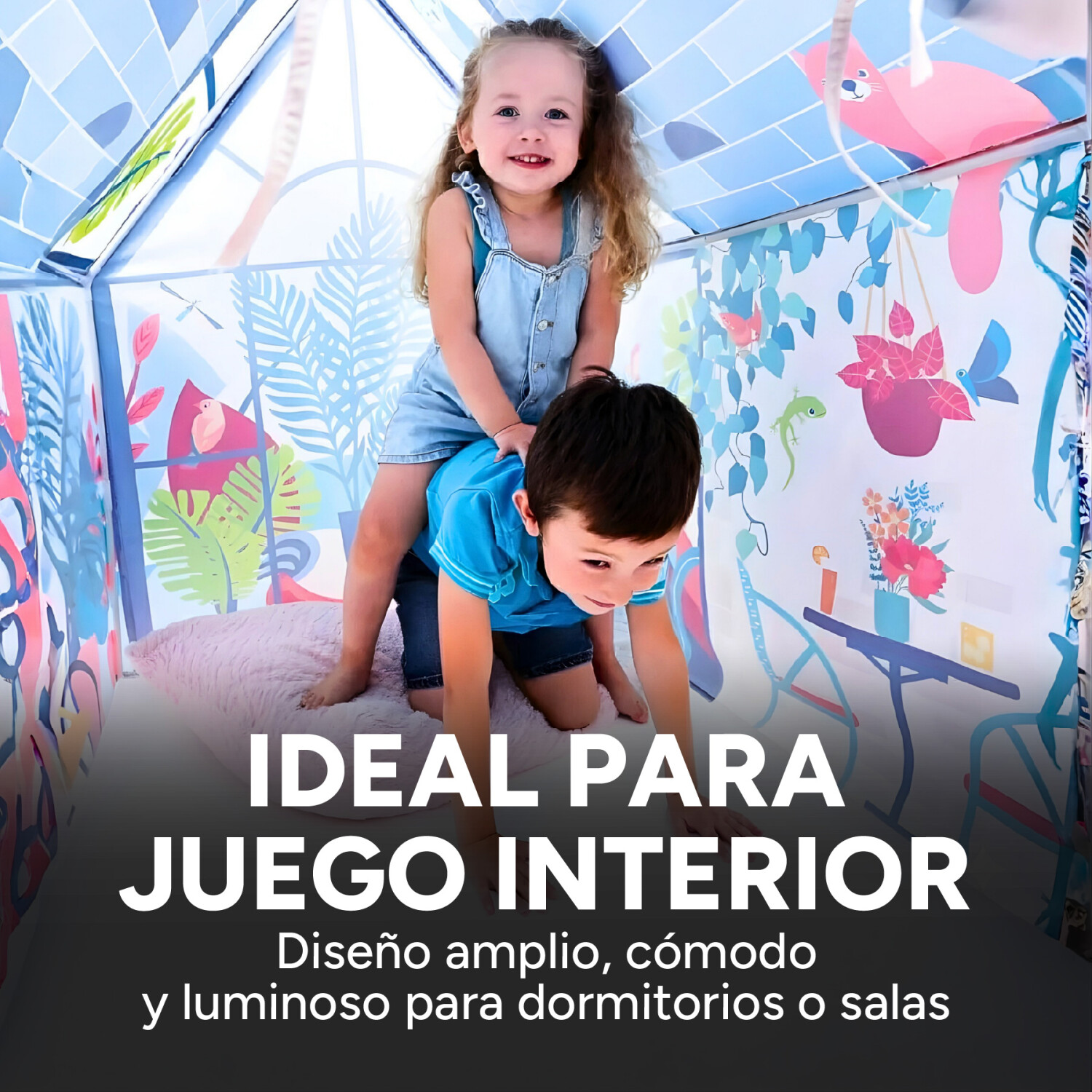 Ludi Casa De Interior Plegable Para Niños De 2 Años - Carpa De Juego Con Ventana, Puerta Y Buzón - Estructura Resistente Y Desmontable - 90 X 120 X 120 Cm