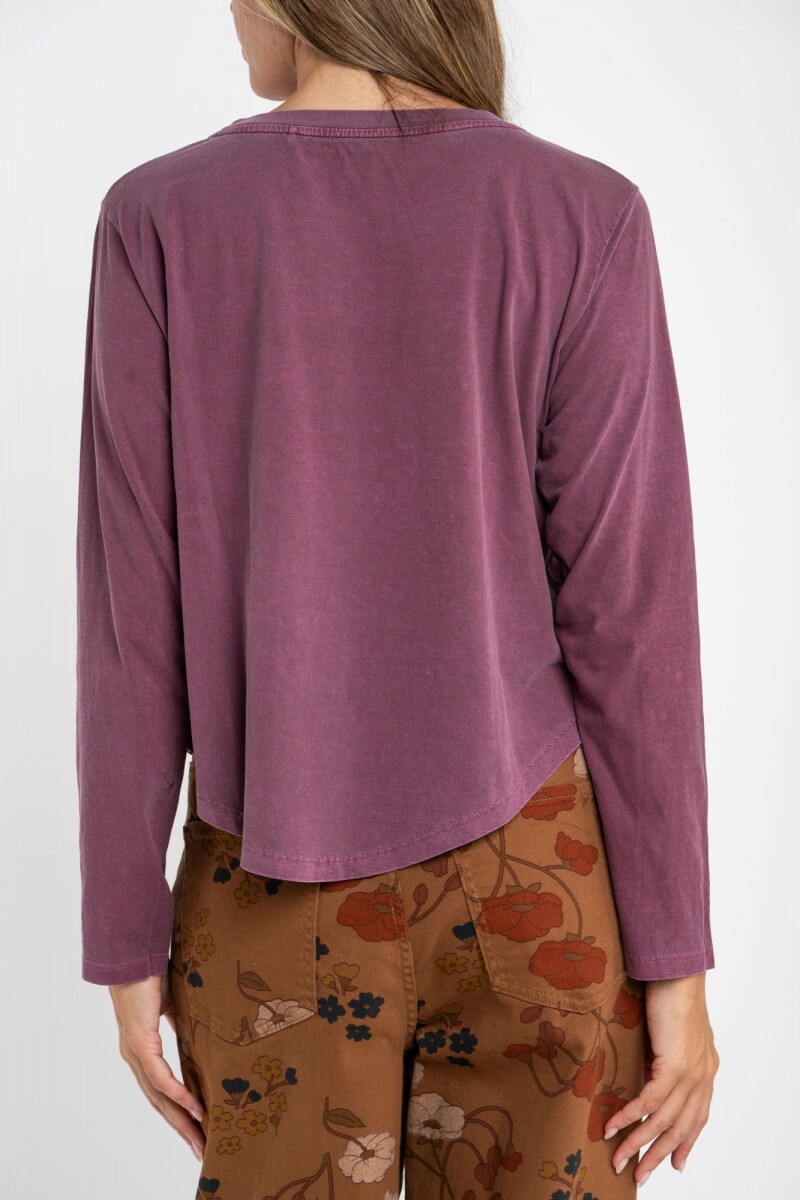 Remera Algodon Lavado Burdeos
