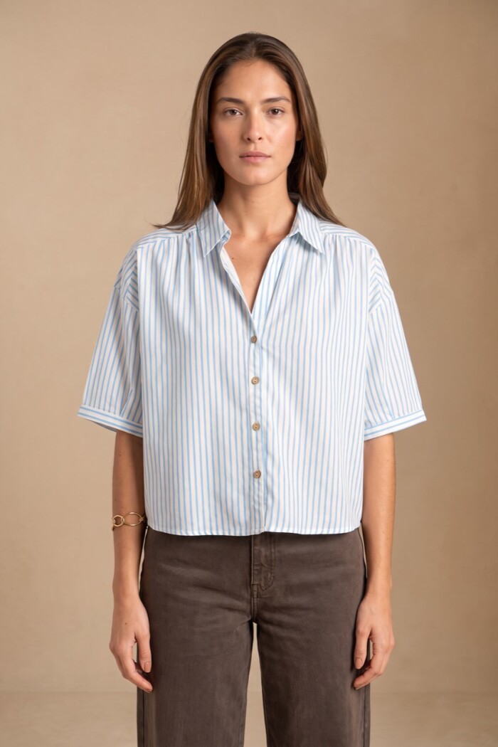 Blusa Rayada Celeste