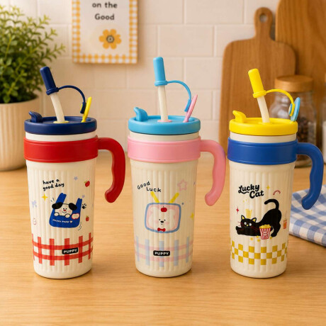 Vaso térmico de acero con sorbito y tapita 750ml Rojo
