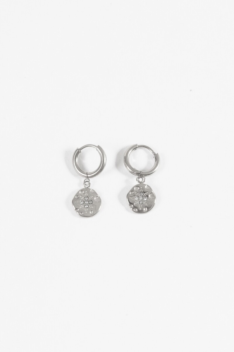 Aros dije medalla strass plateado