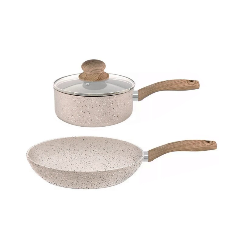 Batería de cocina Selecta 7 piezas en aluminio forjado y granito Beige Batería de cocina Selecta 7 piezas en aluminio forjado y granito Beige