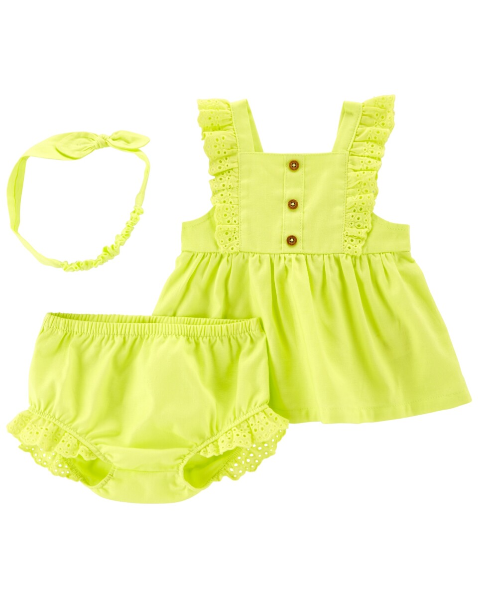 Conjunto Carters Short Musculosa Vincha Algodón 3 Piezas - AMARILLO 